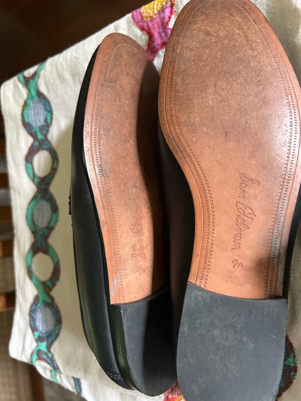 Sam Edelman Black Leather Loafers with Gold Hardware - Picture 4 of 4